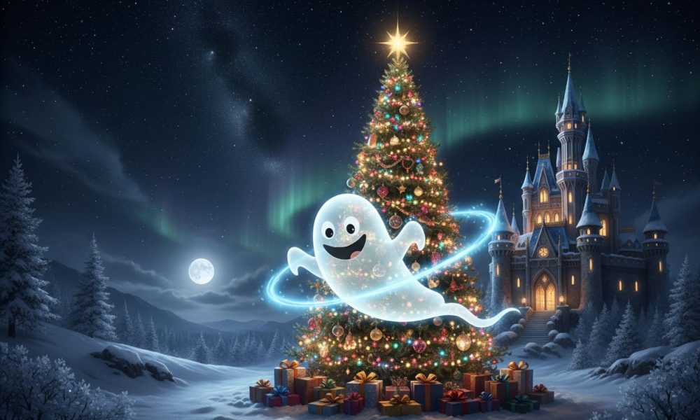 spuk unter dem weihnachtsbaum mit schloss